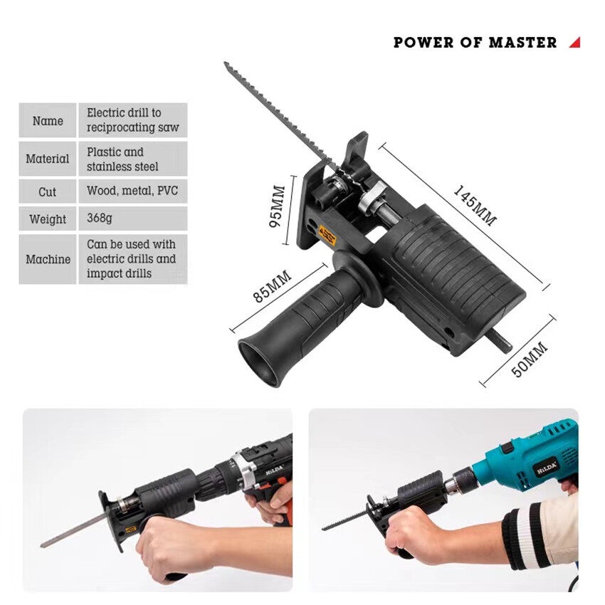 Reaim Gergaji Mesin Adapter reciprocating Jigsaw / tambahan jig saw mesin bor tangan Gergaji Konektor Mesin Bor Jadi Gergaji Kayu besi