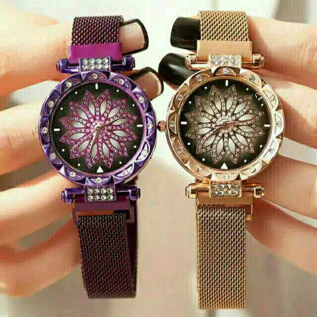 (Cod√)Jam Tangan Wanita Bunga Strap Magnet (Dikirim Jakarta)