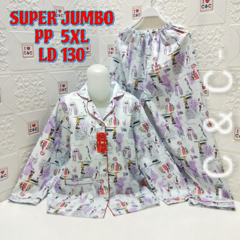 BAJU TIDUR PIYAMA/PP SUPER JUMBO 5XL/LD 130-RF ungu