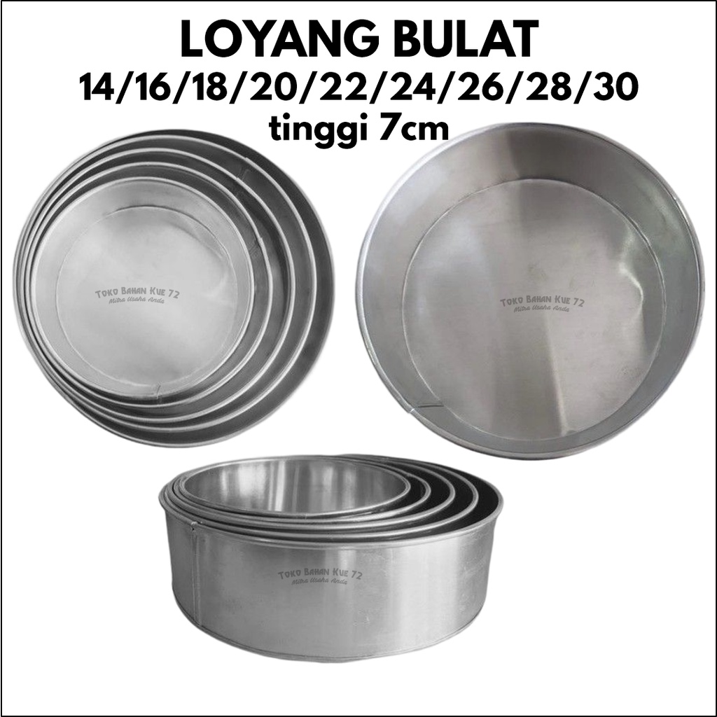 Loyang Bulat 14x7cm Cetakan Bundar Roti dan Kue Bolu Kukus Aluminium