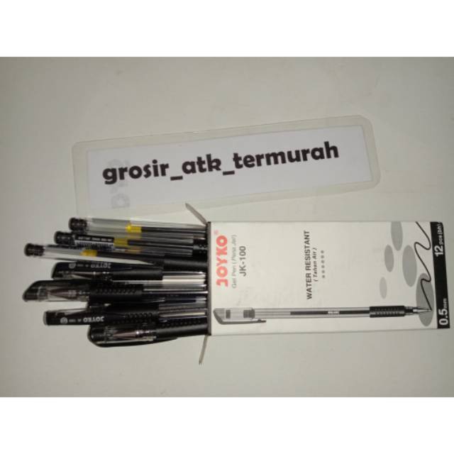 

1pak pulpen joyko jel hitam isi 12