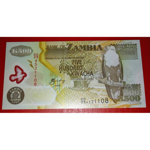 Uang Asing Polymer Zambia 500