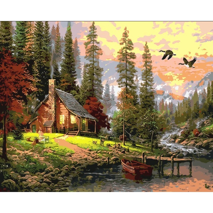 

Produk Terbaru Diy Painting Paint By Numbers Canvas Lukis Mountain House View 40*50