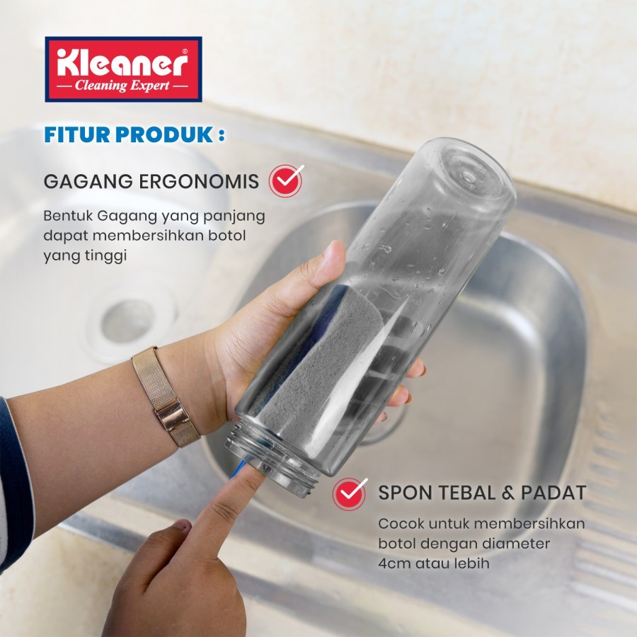 KLEANER - Sikat Cuci Botol Sponge | Spons Busa Pembersih Gelas Minum