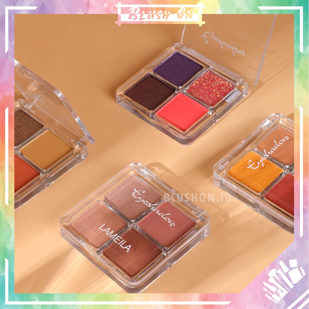 LAMEILA 4 Color Eyeshadow Waterproof Disk Pallete 4 Warna Kombinasi Glitter Tahan Lama Tahan Air 3049