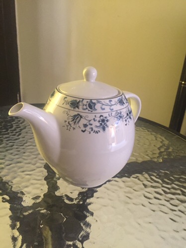 Teko Keramik Motif Ming Blue Oriental Gagang Bulat 1.2l