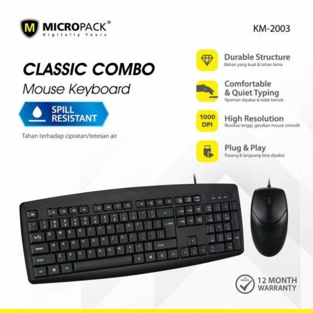 Keyboard Mouse Combo KM 2003 KM2003 Micropack Original Resmi