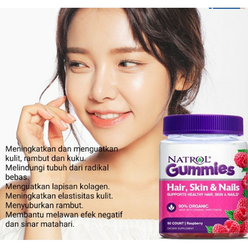 Natrol Gummies Hair Skin Nails 90 Organic Vitamin Kulit Rambut Kuku Shopee Indonesia
