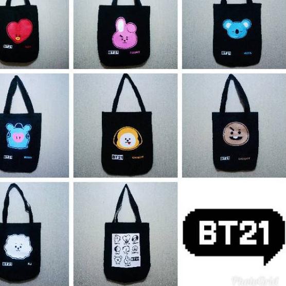 Promo [MURAH] Totebag Tas Selempang KPOP BT21 Member Cooky Chimmy Tata Koya Mang Shooky Rj CD7