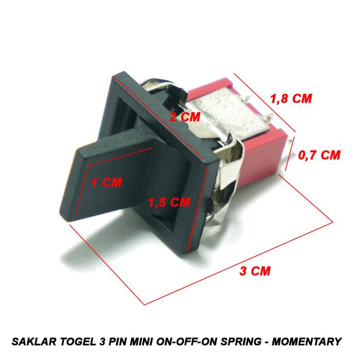 Saklar Togel 3 Pin Mini On-Off-On Spring - Momentary
