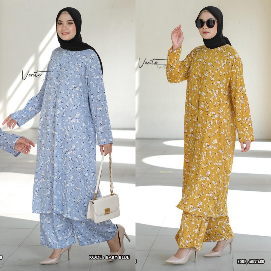 Setelan Wanita  Zahra Jumbo Rayon Premium Motif Bunga LD 120 Long Tunik Busui Original Vente Daily