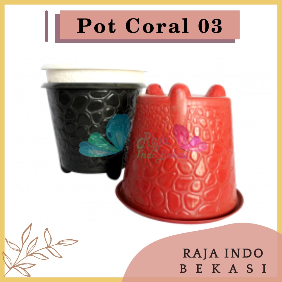 RAJAINDOBEKASI ORI Bjp Coral 03 Putih Budi Jaya Pot Coral 20 Cm Pot Koral Bunga Plastik Motif Batu Alam Bagus Pot Tanaman Murah