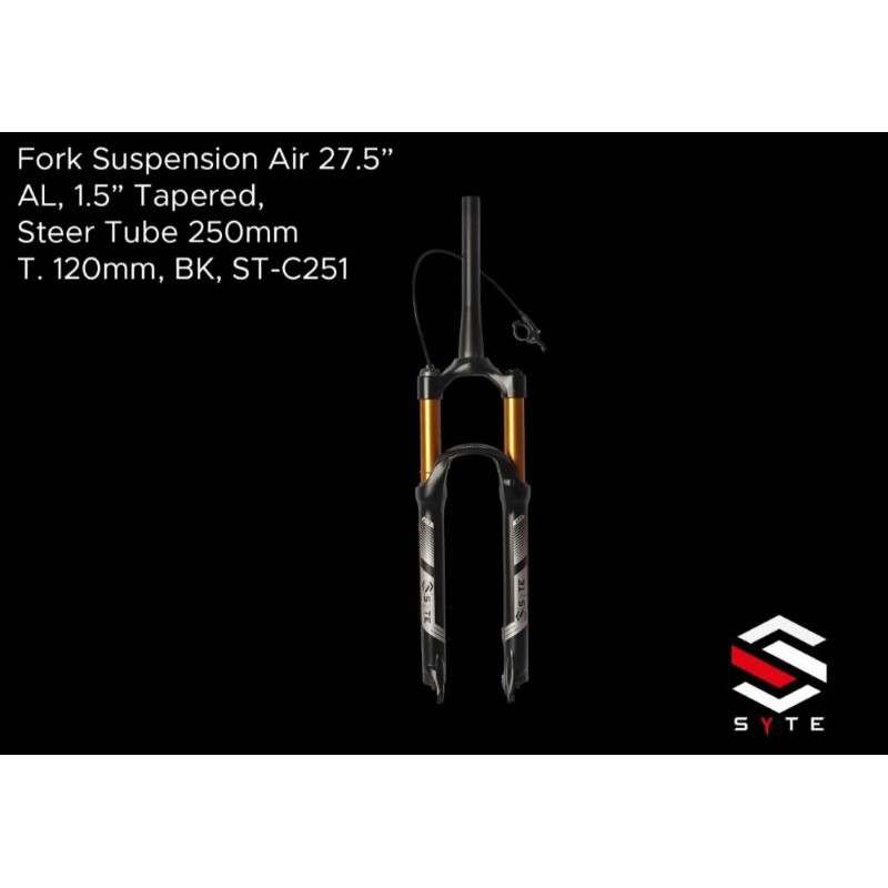 FORK SUPENSION DEPAN MTB 27.5 AIR TAPERED SYTE C251 NON REMOTE