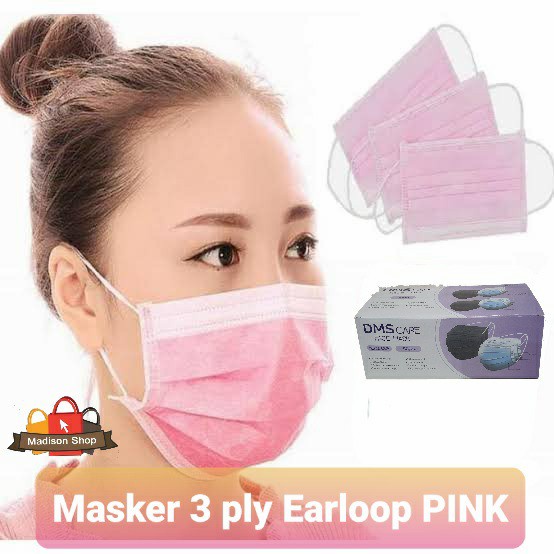 Masker 3 ply iso 50 Murah Masker Pink Biru Hijau Grosir Mirip Sensi