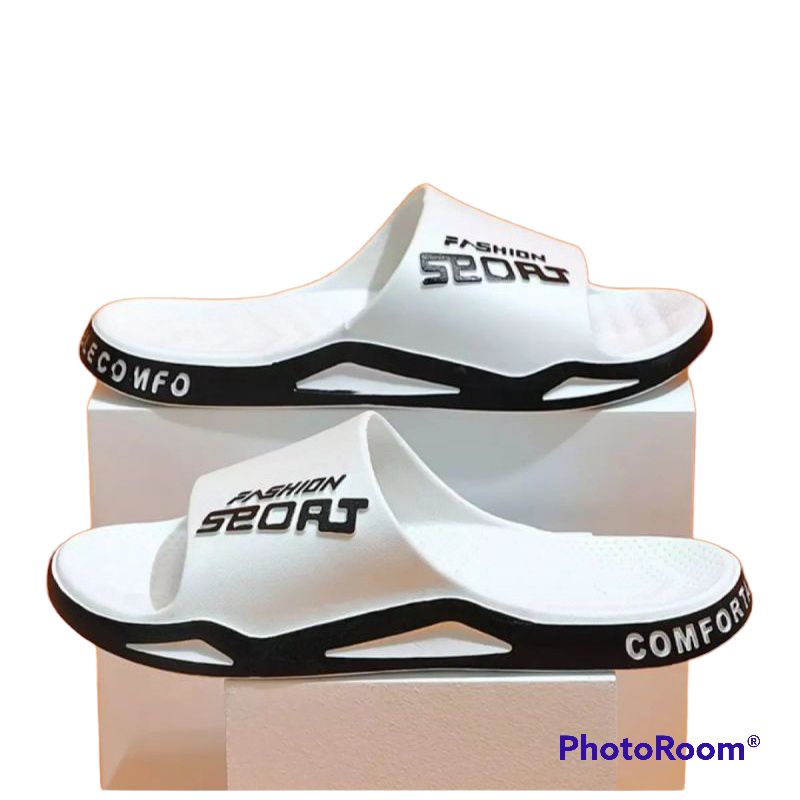 Sandal Sport White Pria Sandal Slip On Kimwooobin Size 39-44