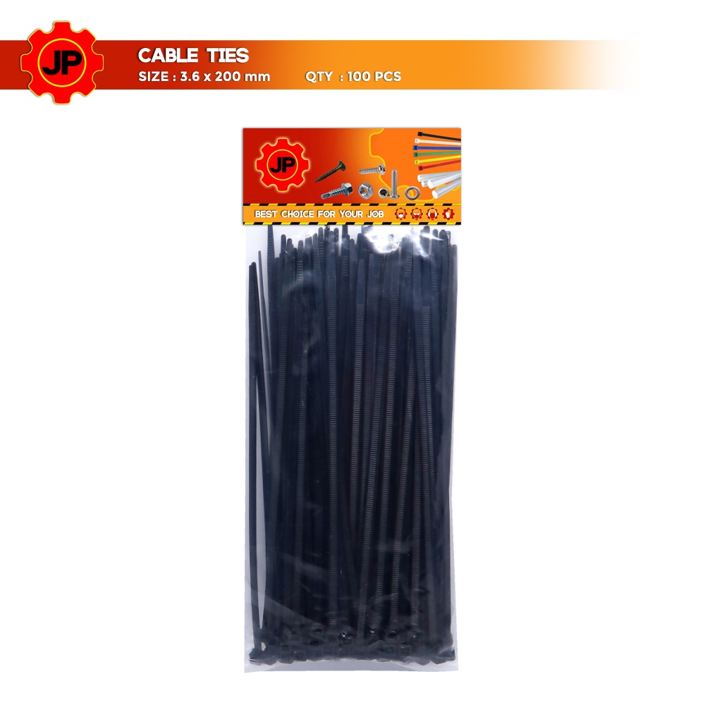 KABEL TIES 3.6 x 200 MM HITAM - PENGIKAT KABEL TIS - CABLE TIE 100 PCS