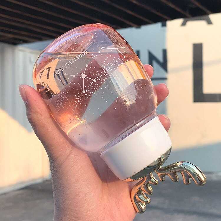 Botol Minum Kaca 300ML Model Korea Fashion 3D Antlers Glass Cup || Aksesoris Barang Unik Murah Lucu - 5757-D1-4
