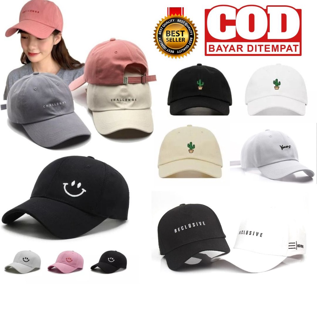 TOPI BASEBALL BORDIR CHALLENGE / YOURS / RECLUSIVE / KAKTUS / SMILE / KOREAN STYLE KUALITAS PREMIUM