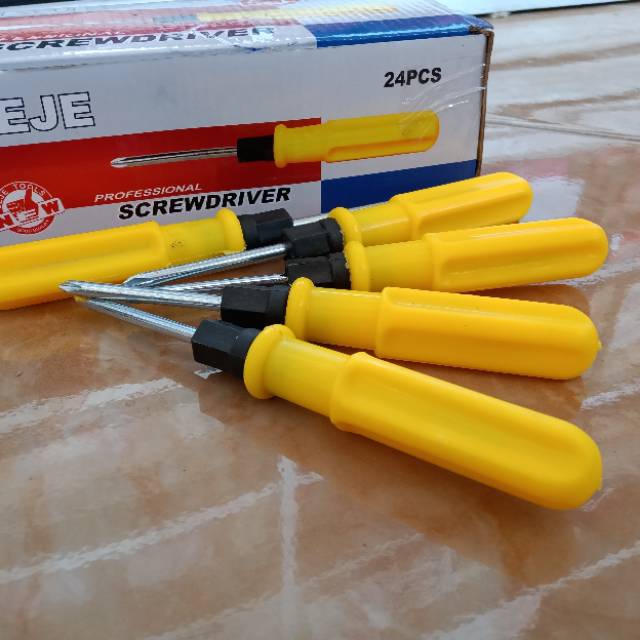 TERMURAH Obeng bolak balik kuning screwdriver 2 way