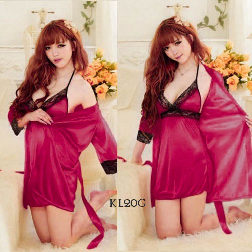 [PRODUK TERBATAS] BAJU TIDUR KIMONO SEXY LINGERIE BAJU TIDUR SEXY PREMIUM MAROON KL20G