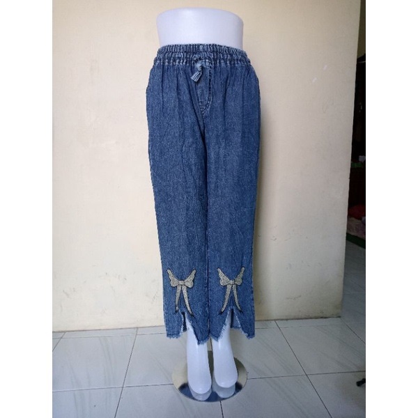 Baggyjeans Jumbo bordir Celana Jeans Jumbo Wanita Pinggang Full Karet Jeans ori