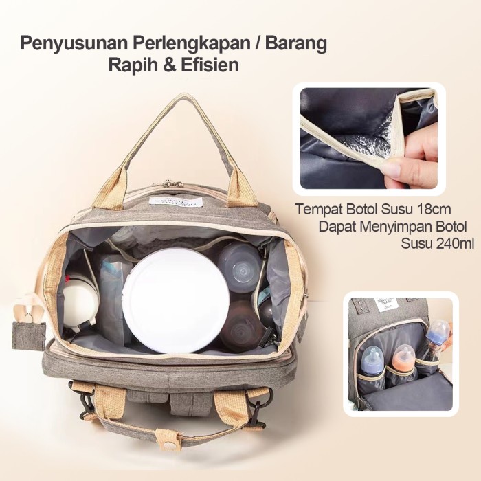 Bostonstore Tas Ransel perlengkapan Bayi Multifungsi / Tas Ransel perlengkapan Travelling / Tas Ransel perlengkapan Baby / Tas Ransel perlengkapan Bayi / Tas Ransel Bayi Besar / Tas Bayi Multifungsi Tempat tidur lipat Baby diapers bag Perawatan tas