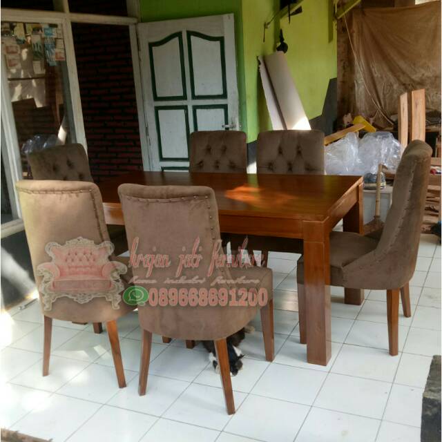 Set Meja kursi makan jati sofa