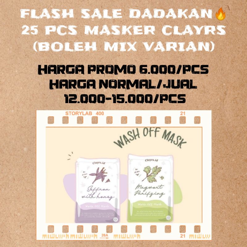 [25pcs masker] paket usaha masker/masker clayrs Mugwort/masker clayrs saffron/join reseller