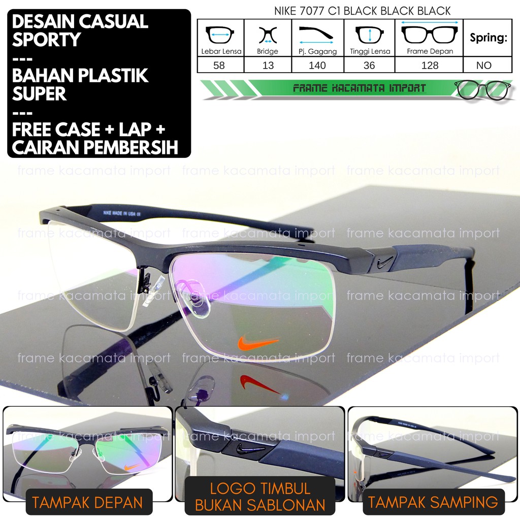 Kacamata Minus Plastik Half Frame Kacamata Pria