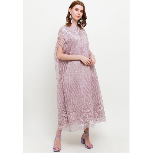 ICONS GLITTERY TWO TONE EMB TULLE KAFTAN W/ PEARL CAPE LEBARAN MODERN MEWAH FASHION WANITA MUSLIM TNIC0605BB/0422