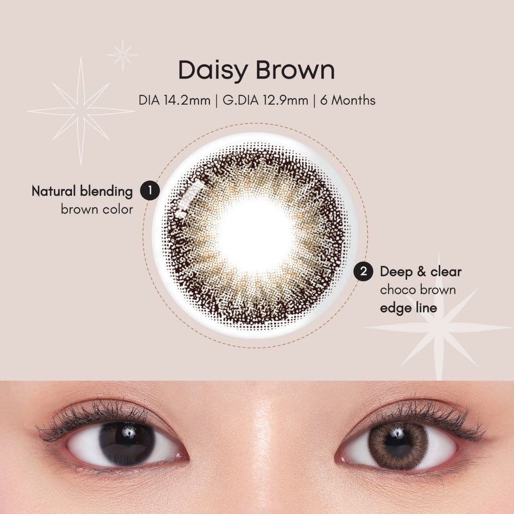 EYESIGHT LENSES Softlens Bloominc Daisy Brown | Softlens Korea Premium 14.2mm Warna Cokelat Semi Natural, Cocok Untuk Daily atau Party, Bisa Normal Dan Minus (2pcs/sepasang)