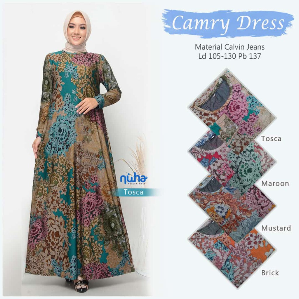 CAMRY. Baju Gamis Maxy Dress Batik Atasan Muslim Wanita NUHA Murah. Cantik, Anggun, Nyaman