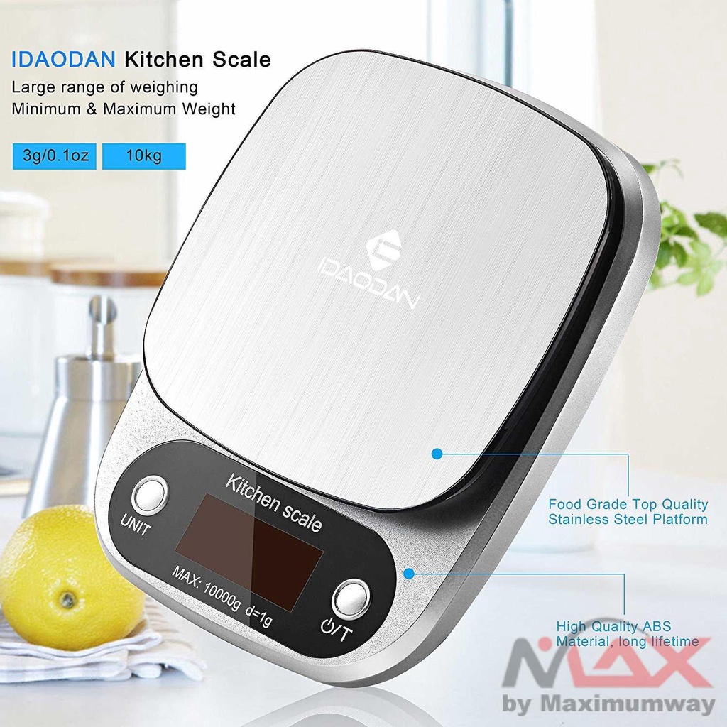 Digipounds Timbangan Dapur 10kg akurasi tinggi Digital elektronik Kitchen Scale 10kg 1g Upgrade Digital Food Scale 3kg 5kg 10kg High Capacity Accurate Weighing Stainless Steel Electronic Kitchen Scale Tare Digital Kitchen Scales,0.1G Precision Digital Kit