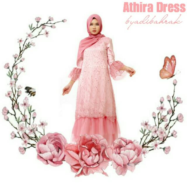 Athira Brokat Tulle Dress (dusty pink)