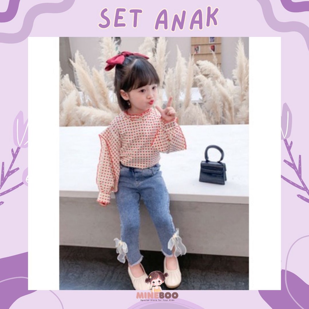 mineboo SET SECRET LOVE EBV Baju Setelan Anak Perempuan Import Berkualitas