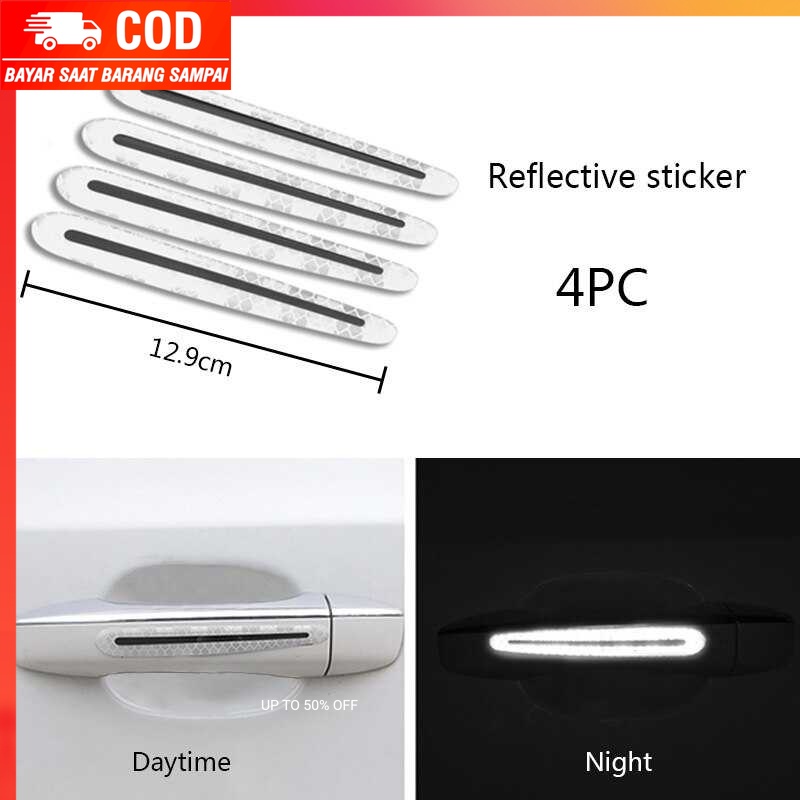 (100% BARANG ORI) Seametal Reflective Sticker Gagang Pintu Mobil 4 PCS - 1184