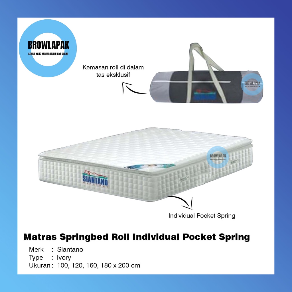 Siantano Matras Springbed Roll in The Box Ivory Pocket Spring