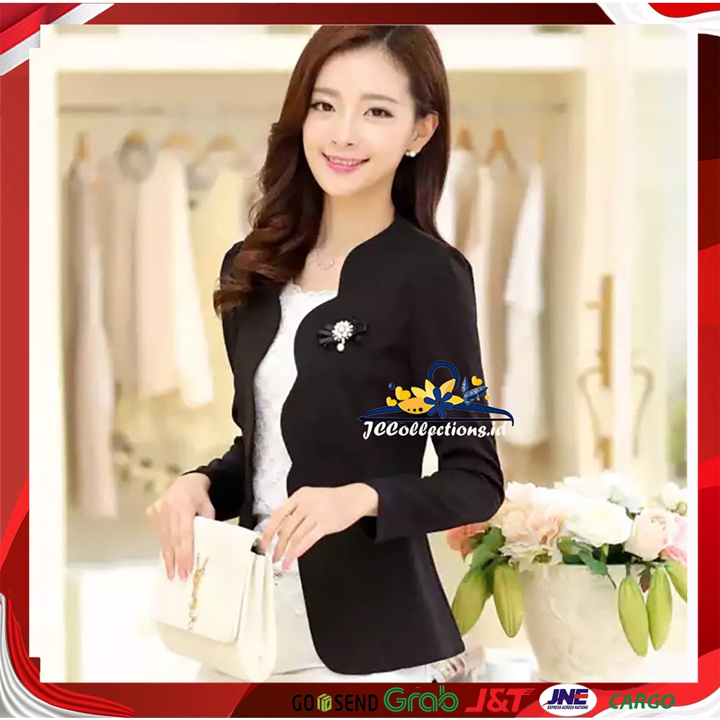 Blazer Wanita Korea Kerja Wanita Big Size Outer Blazer Wanita Polos XL Leinda - JCCollections