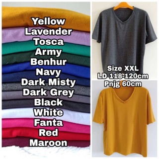  Kaos  polos  wanita big size XXL V NECK kaos  jumbo  wanita 