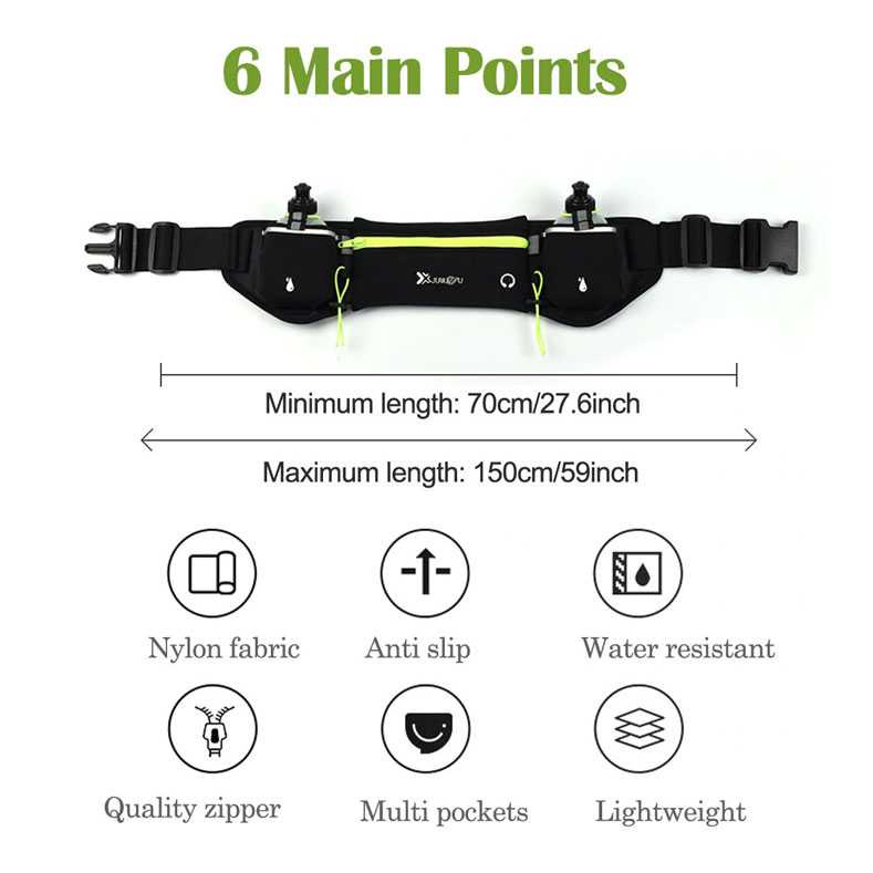 TG-IAA XUNLEU Tas Pinggang Lari Olahraga dengan 2 Botol - RUN051A