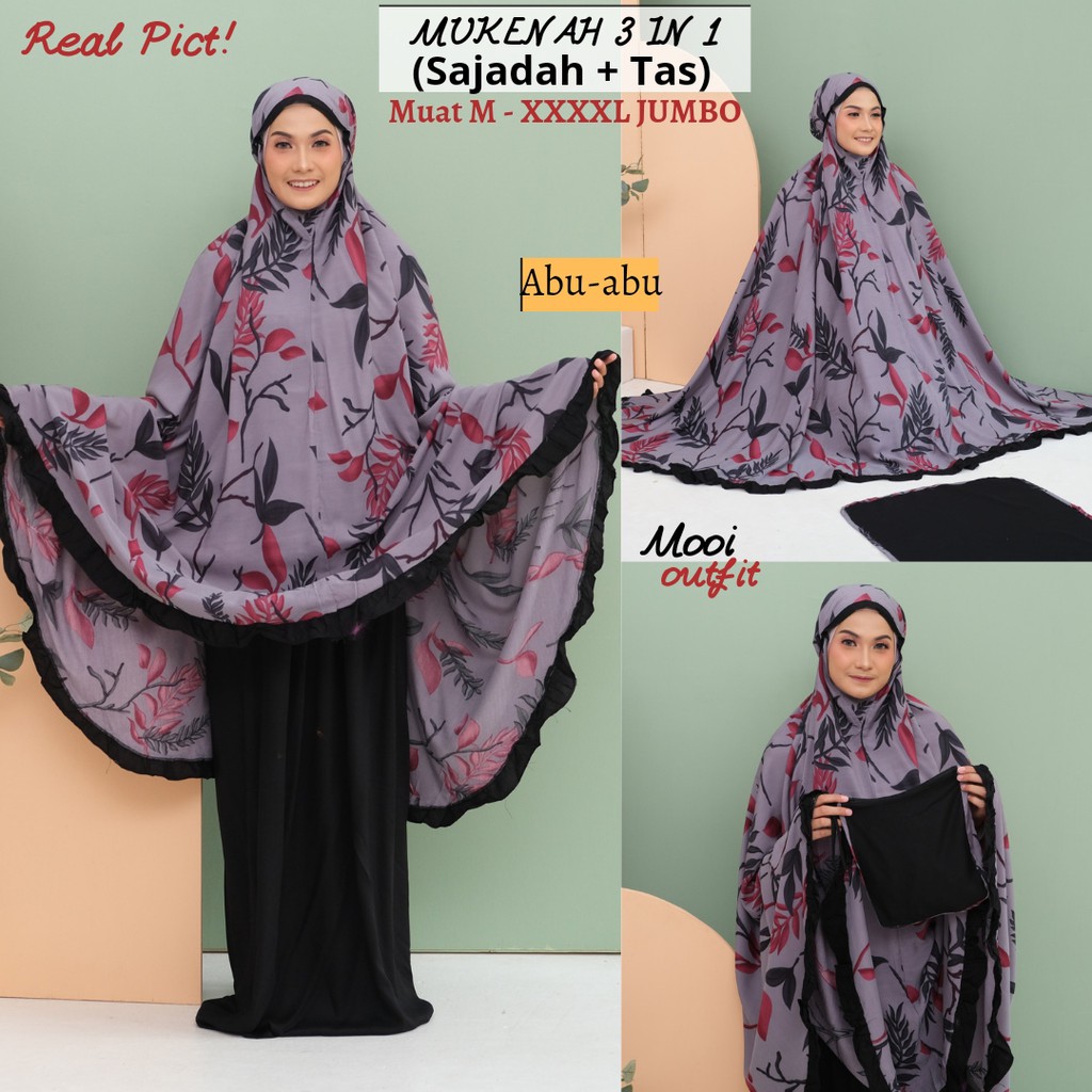 Mukenah 3in1 Muat M - Xxxl Jumbo Free Sajadah Dan Tas- Mukenah Jumbo- Mukenah Rayon