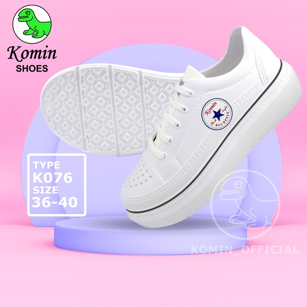 Sepatu putih ringan wanita Komin non-slip, tahan air dan bernapas