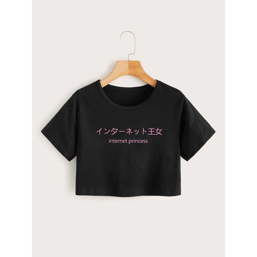 Clothing May - Baju Crop Top Hitam Viral lucu cute Baju Crop Top Hitam Viral lucu cute