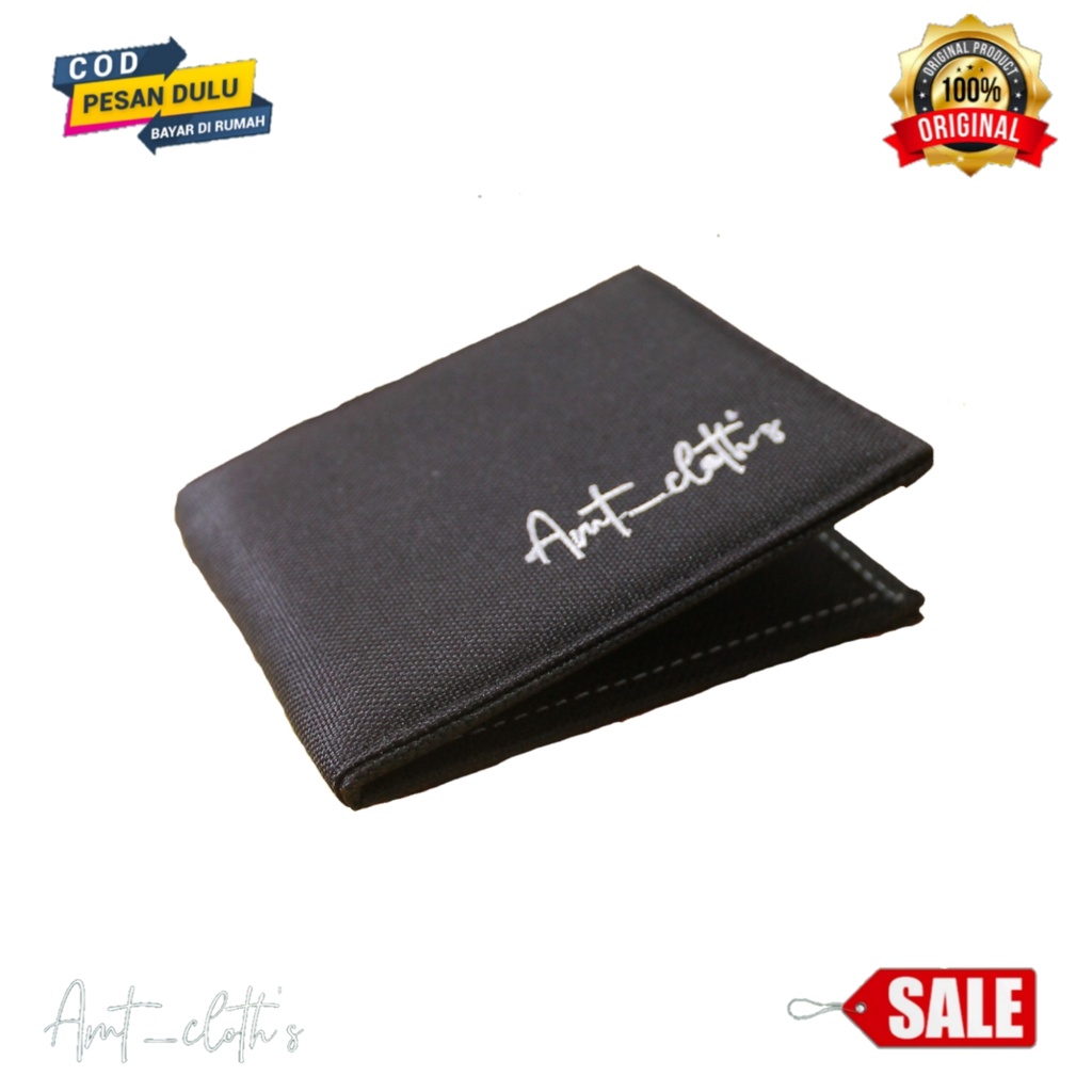 AMT_CLOT'S Fashion Dompet Pria Bahan Kulit Canvas-hitam