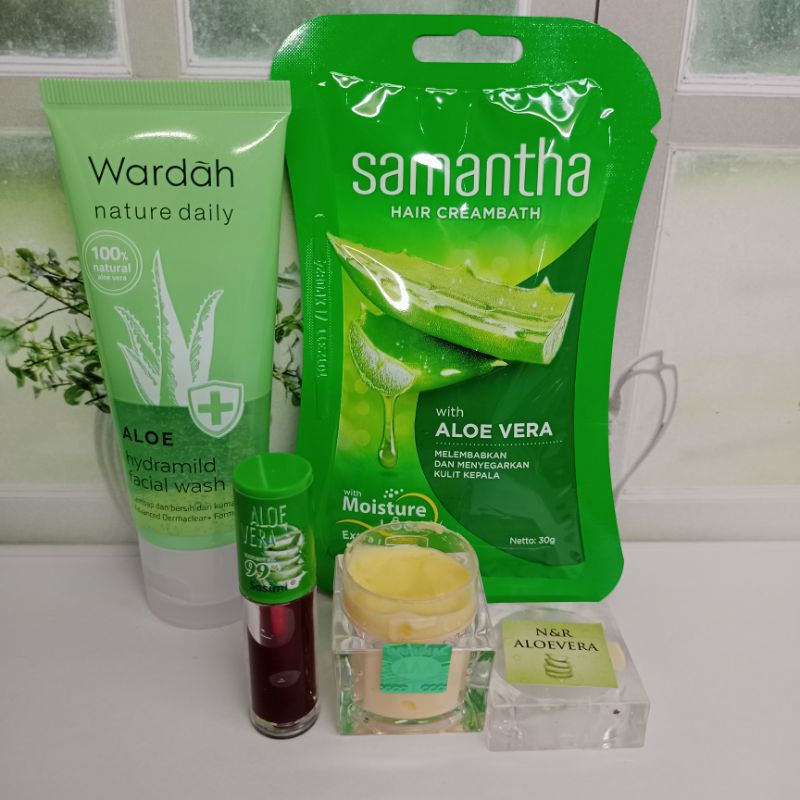 Paket Cream Aloevera (Wardah Hydramild+Cream Aloevera+Creambath Samantha+Liptint Mini Aloevera)