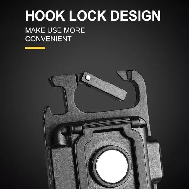 Lampu Mini COB LED Carabiner Gantungan Kunci Senter Camping