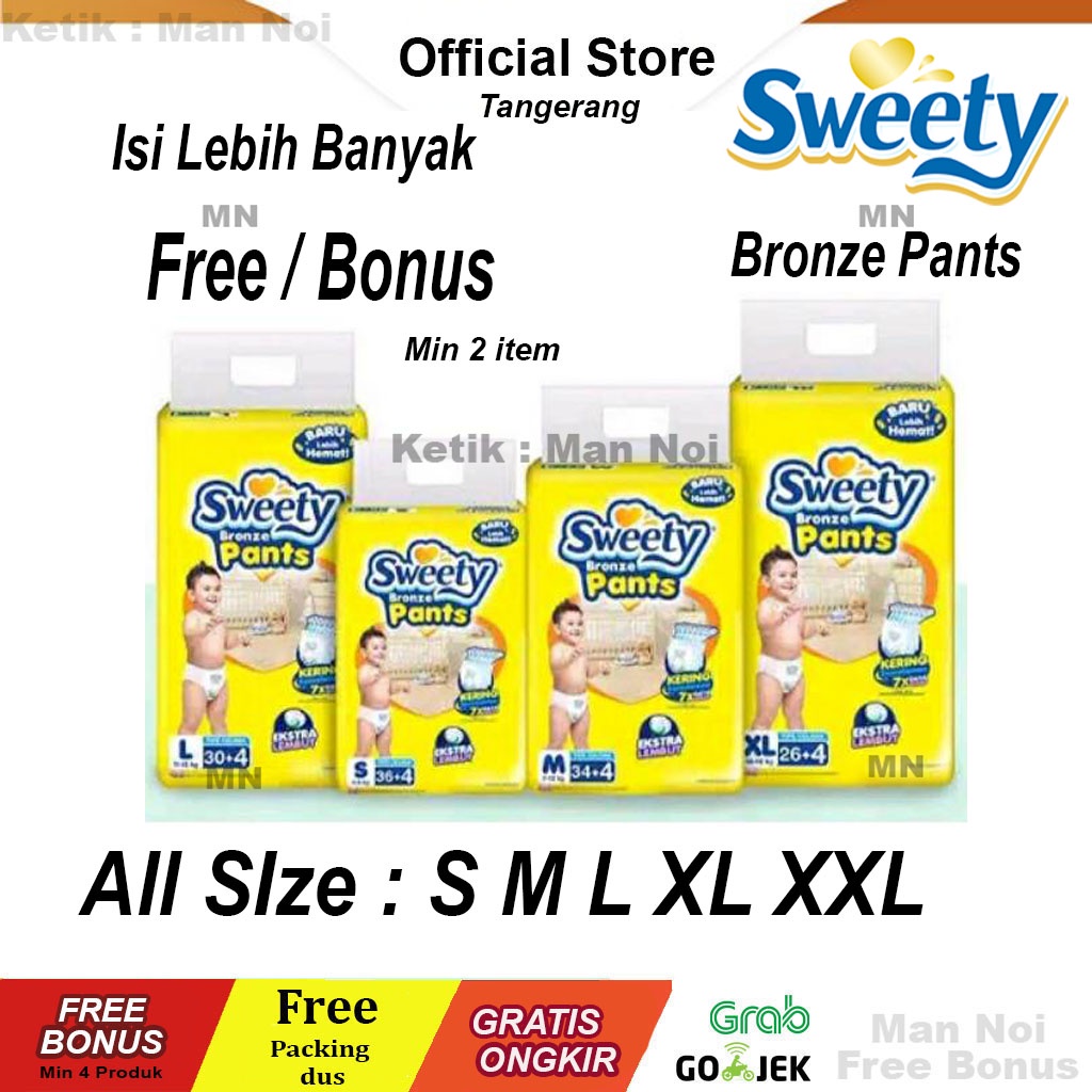 Jual SWEETY BRONZE Pants S36/ M34/ L30/ XL26/ XXL24.Popok Sweety.FREE