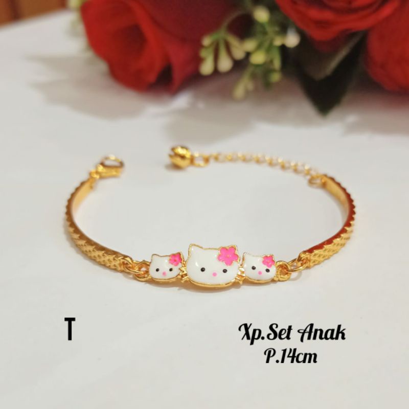 Gelang Anak Patah Plat Karakter hello Kitty gold,tidak karat,termurah *COD*