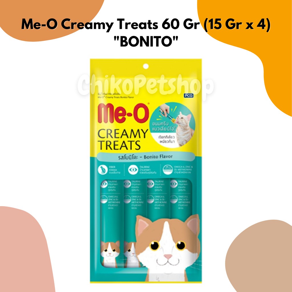 Snack kucing ME-O Creamy treats 15gr isi 4 pcs | MEO Creamy 15 gr