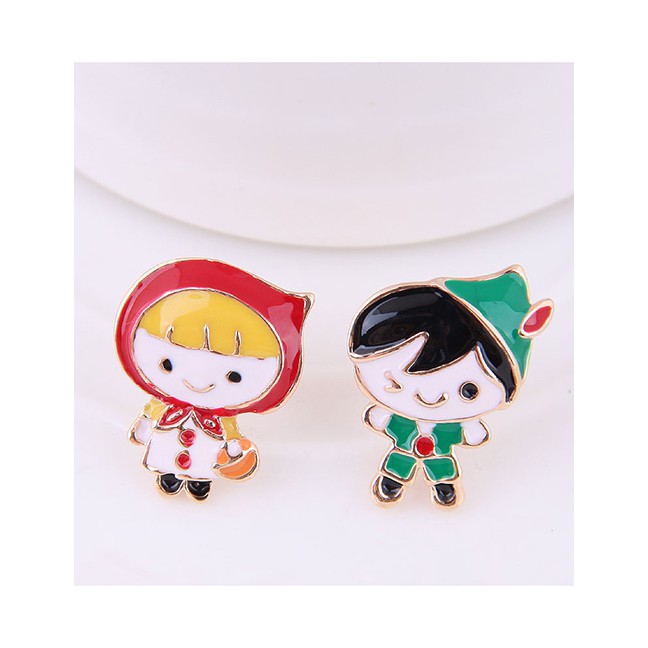 LRC Anting Tusuk Fashion Color Boy Girl Asymmetric Earrings A58421